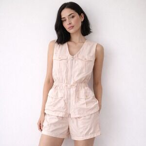 Vtg 90s Beautex 100% Silk 2pc Set Ballet Pink Safari Vest Shorts Small NWT G-III